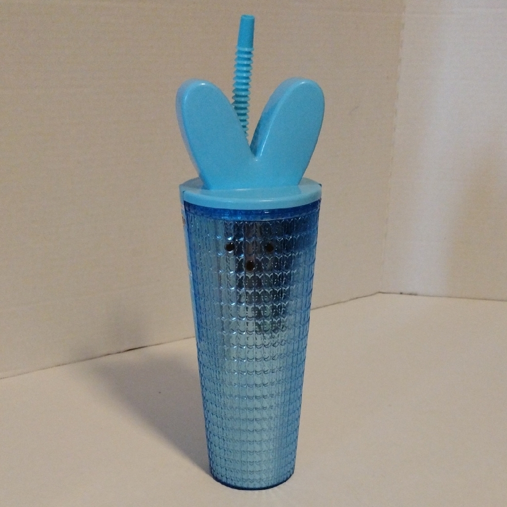 Born Aqua Textured Tumbler with Bunny Ears Straw